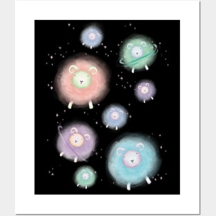 Children's Illustration Sheep in Galaxy Space - Colour Variant 1 Posters and Art